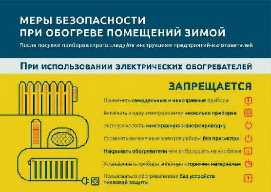 Меры безопасности при обогреве помещений зимой.